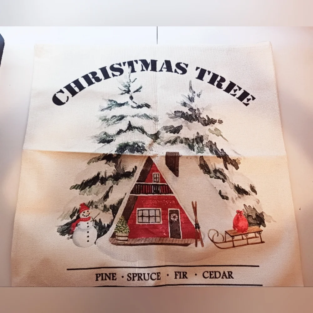 Festive Christmas Tree Pillow Cover